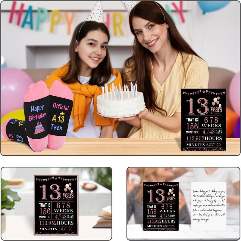 Juesly 5-18 Years Old Birthday Gifts for Girls - Socks for Girls with Pop up Birthday Card, Presents for 5-18 Year Old Grils - Image 4